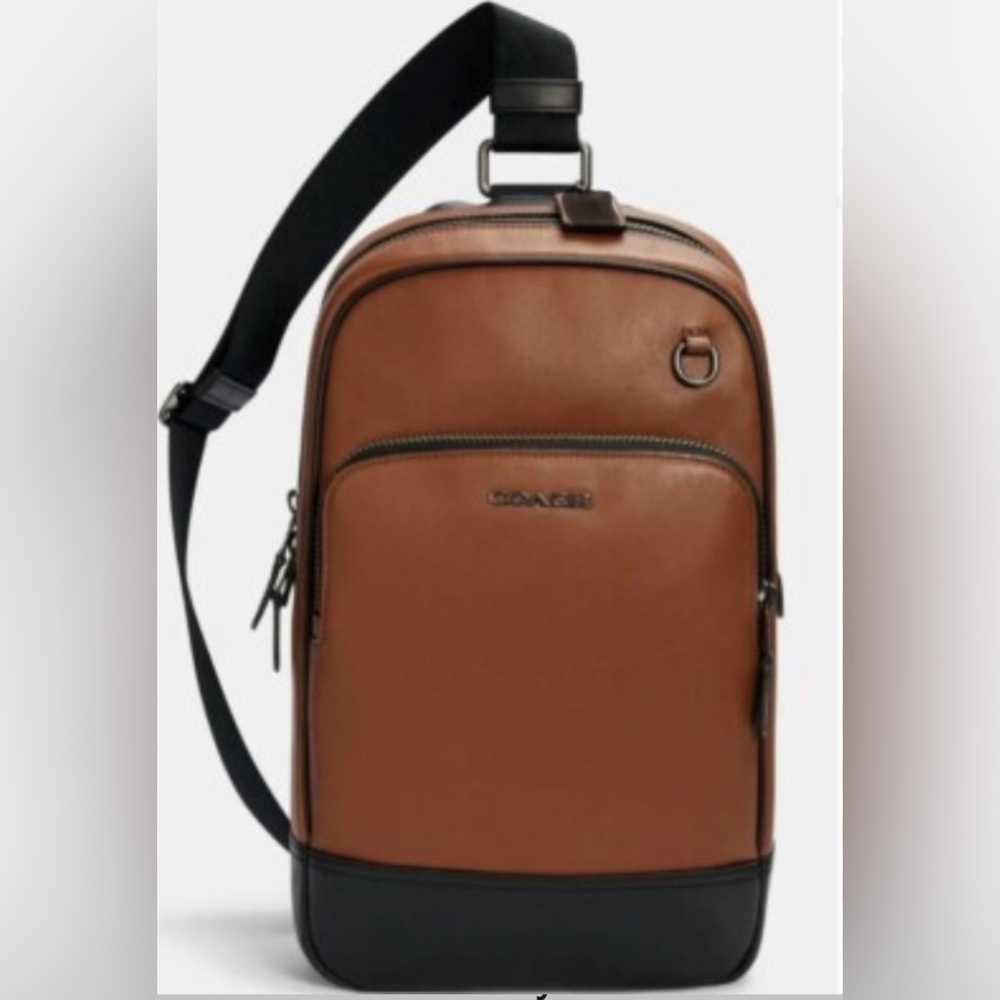 COACH Graham Pack crossbody bag. Brown and Black Leather. EUC.